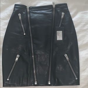 Saint Laurent leather skirt mini zippers 36